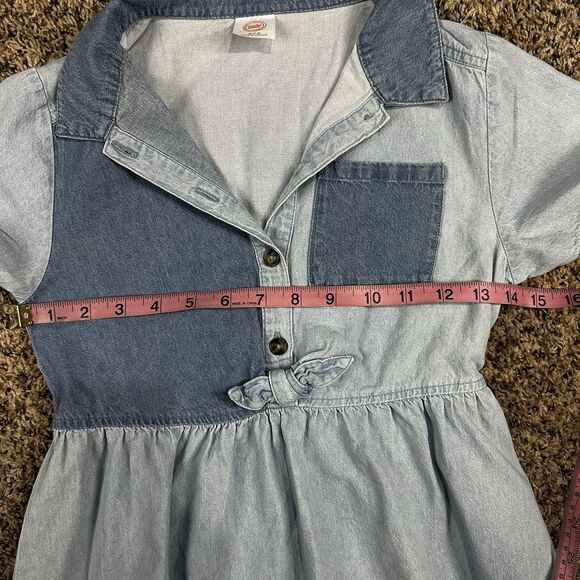 Girls Wonder Nation Short Sleeve Button Blue Denim Dress Light Blue Size 7/8 - Picture 6 of 10